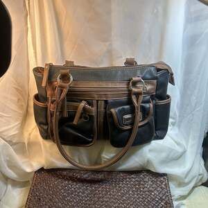 MultiSac Faux Leather Black & Brown Shoulder Bag